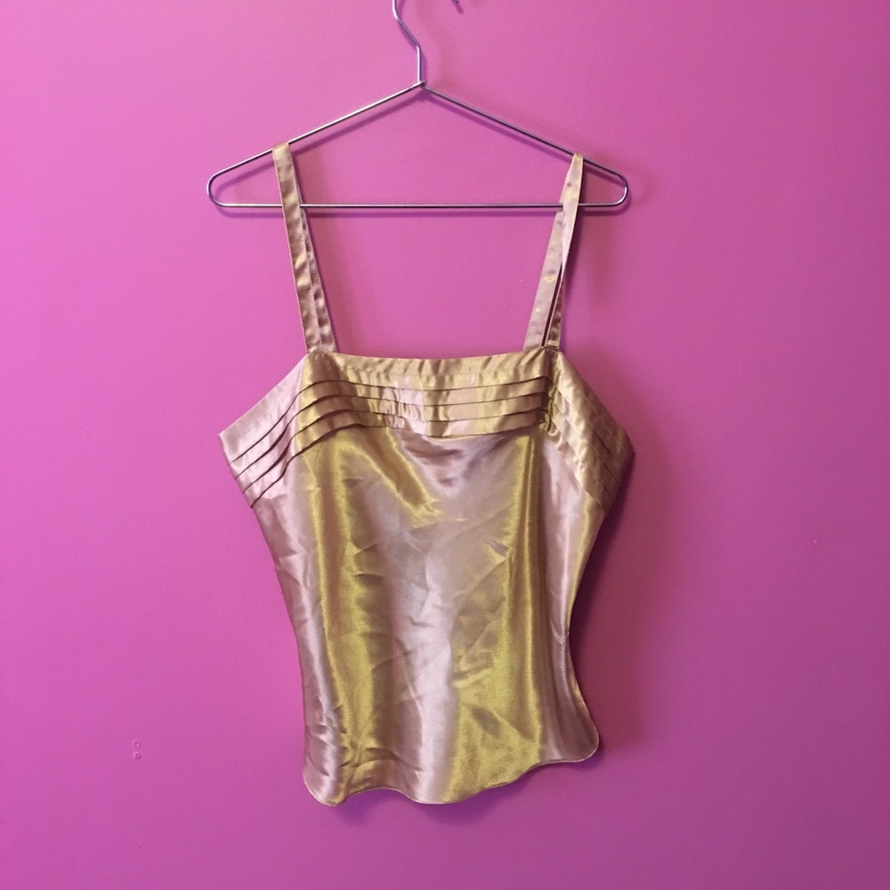 gold silk-like strap top